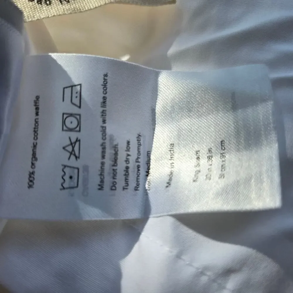 NWT Quince 100% Organic Cotton Waffle Duvet Cover 3Pc Set King Cal King White